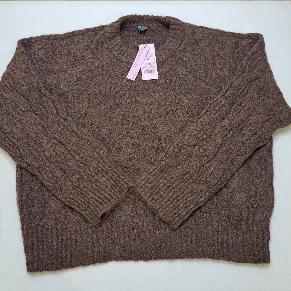 Wild Fable Womens Sweater M Brown NWT Cable Knit Crewneck 1887-280